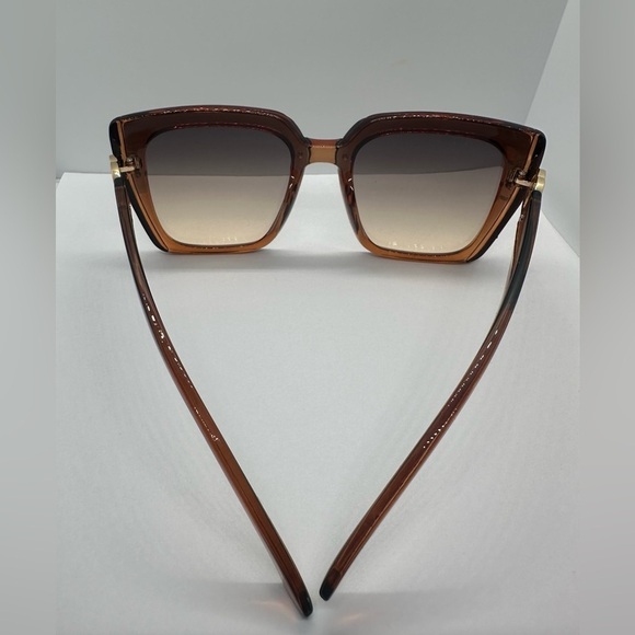 NWT Trendy Oversized Square Brown Gradient Sunglasses | Chic Vintage Style UV400 main image 7